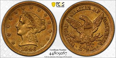 1846-D $2.50 AU58