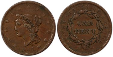 1840 1C Large Date VF30BN