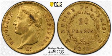 1811-W 20 Fr Gad-1025 F-516 AU53