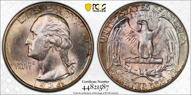 1934 25C Medium Motto MS67+