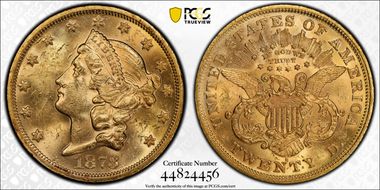 1873-S $20 Closed 3 MS61