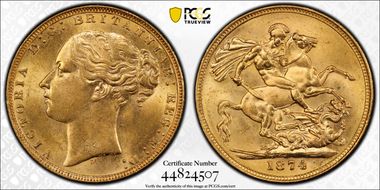 1874-M Sov S-3857 St. George MS62+