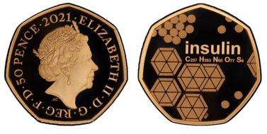 2021 50p 100 Years of Insulin Au First Strike PR70DCAM