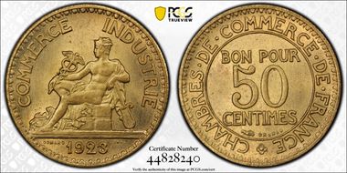 1923 50C Gad-421 F-191 MS66