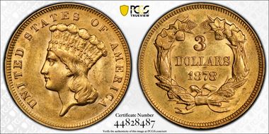 1878 $3 AU58