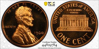 1960 1C Small Date PR67CAM