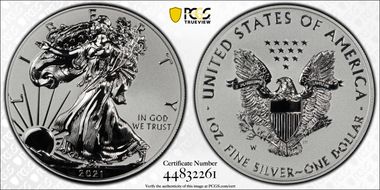 2021-W $1 Silver Eagle Rev PR - Type 1 Designer Edition PR69