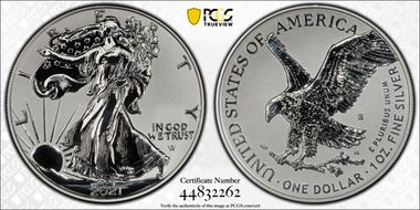 2021-S $1 Silver Eagle Rev PR - Type 2 Designer Edition PR69