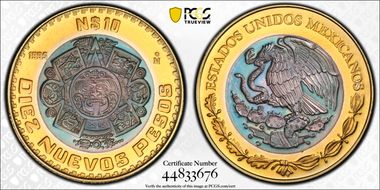 1995-Mo 10 Peso PR68CAM