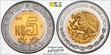 1995-Mo 5 Peso PR67CAM