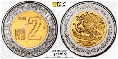 1995-Mo 2 Peso PR67CAM