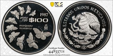 1987-Mo 100 P Monarch Butterflies KM-537  Ag PR67DCAM