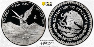 2008-Mo 1/2 oz Libertad Ag PR69DCAM