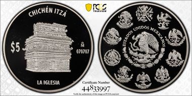 (2011)-Mo 5 Peso Chichen Itza KM-946 Observatorio PR69DCAM