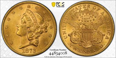 1873 $20 Open 3 MS61