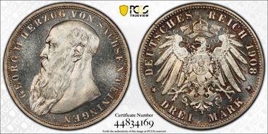 1908-D 3 Mk J-152 MS65+ PL