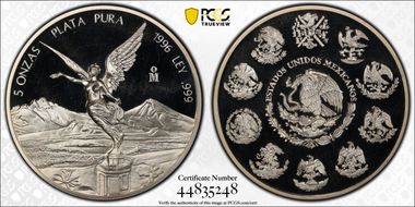 1996-Mo 5 Onza Libertad Ag PR65DCAM