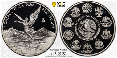 2003-Mo 2 Onza Libertad Ag PR68DCAM