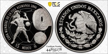 2006-Mo 5 Peso FIFA World Cup PR70DCAM