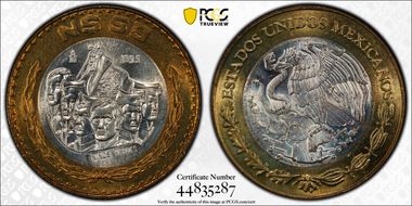 1995-Mo 50 Peso Niños Heroes KM-571  Ag / AlBr MS66