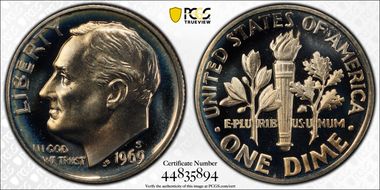 1969-S 10C PR68CAM