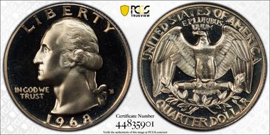 1968-S 25C PR68CAM