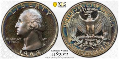 1968-S 25C PR67CAM