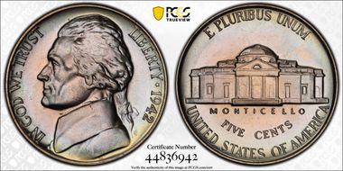 1942 5C Nickel PR67