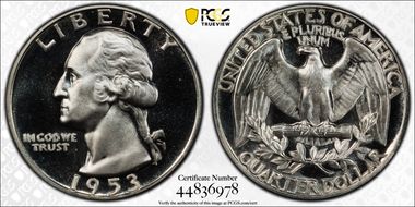 1953 25C PR67+ CAM