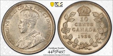 1936 10C AU58