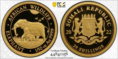 2022 20 S African Elephant Au 1/50oz MS70