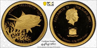 2015 $5 Yellowfin Tuna PR69DCAM