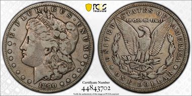 1890-CC $1 VAM 4, Tailbar F12