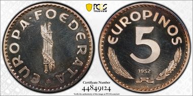 1952-HM 5 Eur X-17 Ag Fantasy PR65CAM