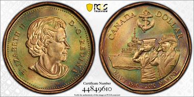 2010 $1 100th Ann. Canadian Navy MS65