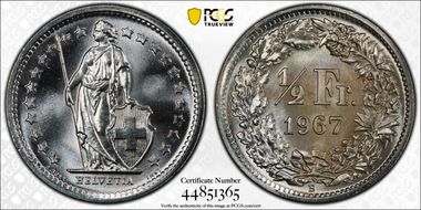 1967 B 1/2 Fr MS67