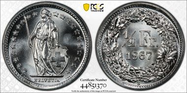 1967 B 1/2 Fr MS69