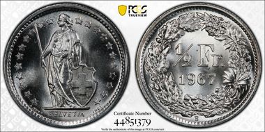 1967 B 1/2 Fr MS67