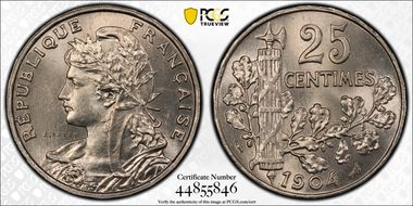 1904 25C Gad-364 F-169 MS65