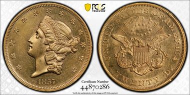 1857 $20 AU55