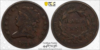 1828 1/2C 12 Stars VF30BN