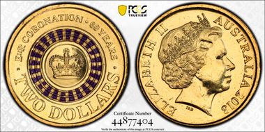 2013 $2 Coronation Colorized MS65
