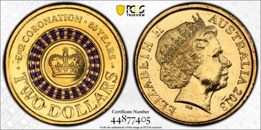 2013 $2 Coronation Colorized MS65