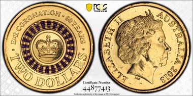 2013 $2 Coronation Colorized MS64