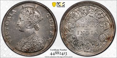 1862(B) Rupee SW-4.57a 0/0 MS62