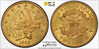 1863 $20 MS61