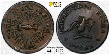 1840 Token HT-206, Bergen Iron Works N1BN