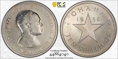 1958 10 Shil Independence PR62