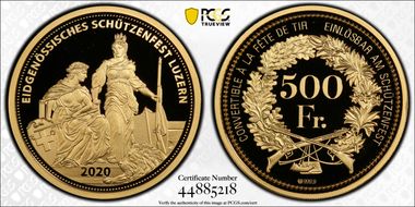 2020 500 Fr Luzern OC-247a Gold PR70DCAM