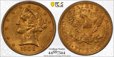 1906-D $5 MS62